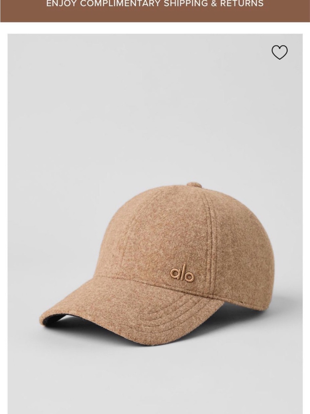 New in bag Alo Wool-Blend Baseball Cap in Camel